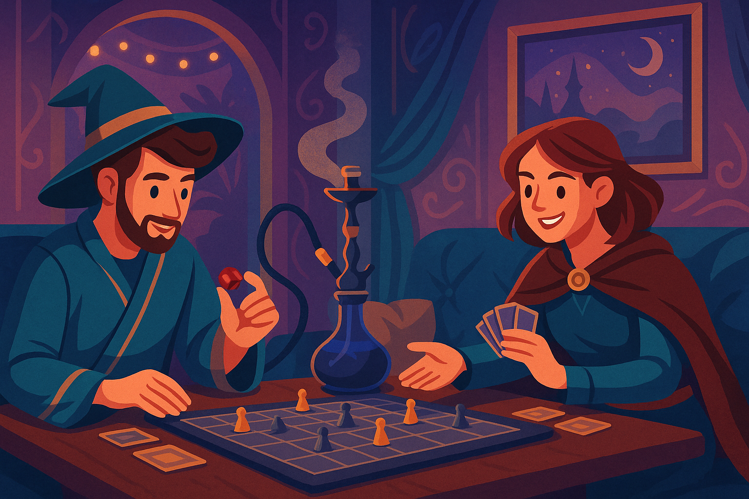 Guests playing board games at Mage