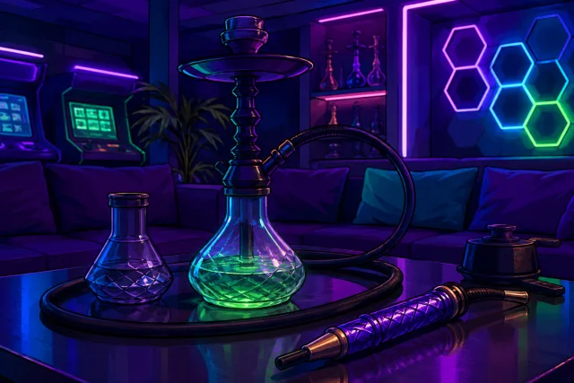 Bowls, Hoses, and Glass at Mage Hookah Lounge